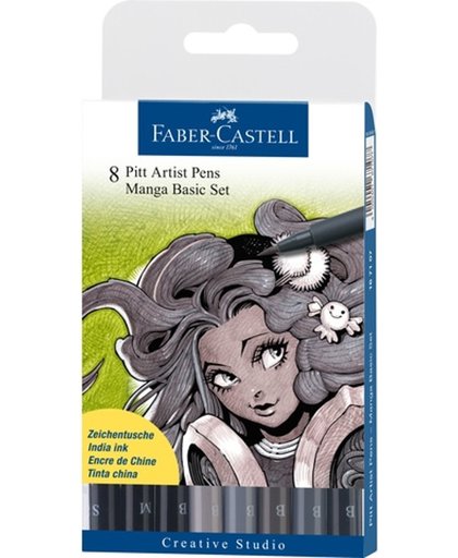 Tekenstift Faber Castell Pitt Artist Pen Manga 8-delig etui Basic