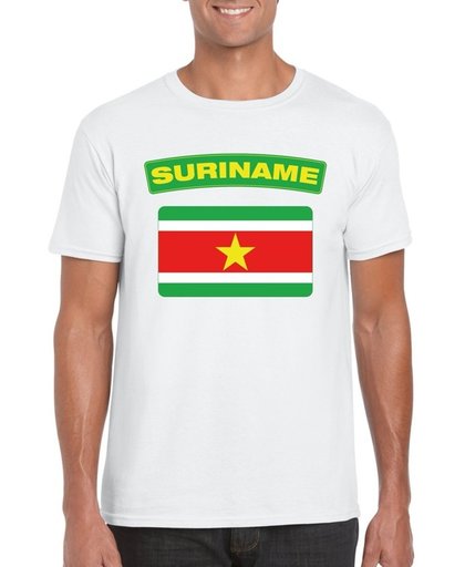 Suriname t-shirt met Surinaamse vlag wit heren L