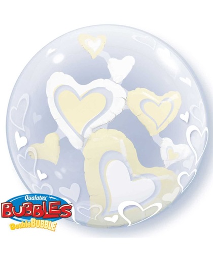 Zilveren Hartjes Bubbles Ballon 61cm