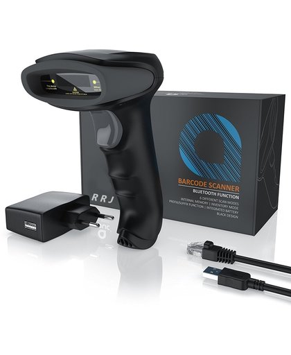 Draagbare Bluetooth Laser Barcode Scanner - Plug&Play - IP54 - Schokbestendig - 150 Scans per Seconde - Geïntegreerde Accu - Oplaadbaar - Zwart