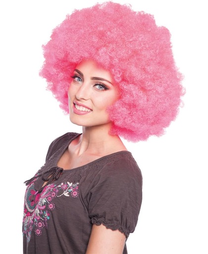Roze Afro Pruik XL