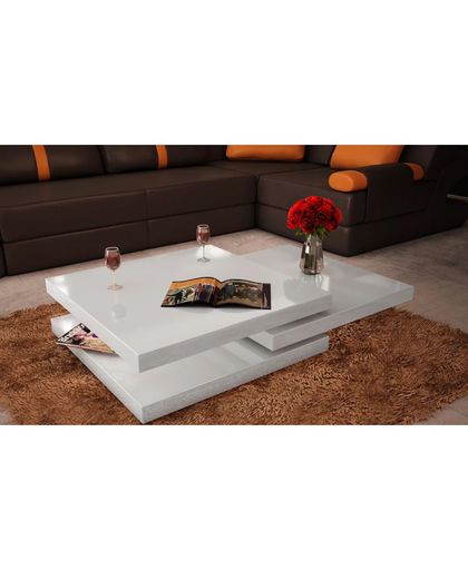vidaXL Coffe table 3 layers white Quality Design Square