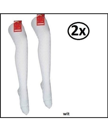 2x paar Tiroler sokken wit 43-46