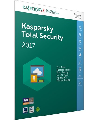 Kaspersky Lab Total Security 2017 Base license 5gebruiker(s) 1jaar Engels