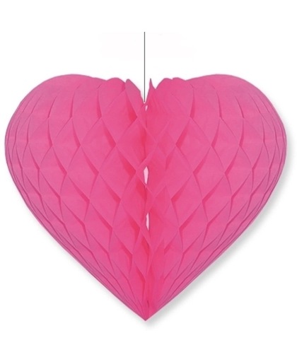 Fuchsia roze decoratie hart 40 cm - Valentijn / Bruiloft versiering