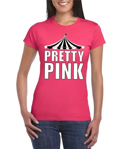 Toppers Pretty in Pink shirt roze met witte letters voor dames - Toppers dresscode 2018 XL