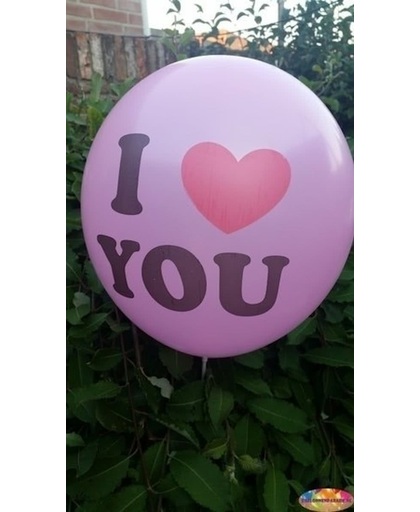 Voordeelpak 100 stuks Roze ballon i love you 30 cm hoge kwaliteit