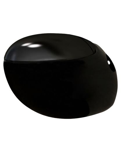 vidaXL - Toiletset Wandtoilet met ei-design exclusief inbouwreservoir zwart