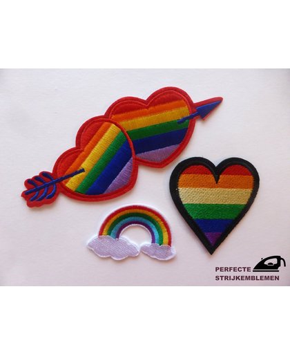 Strijk embleem ‘Regenboog LGBT patch set (3)’ – stof & strijk applicatie