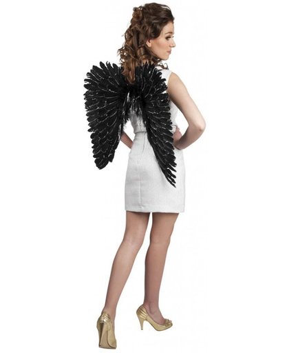 Engelen Vleugels Zwart met glitters 57cm