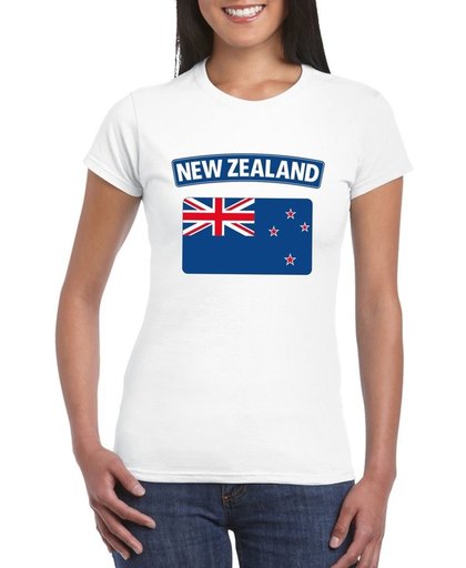 Nieuw Zeeland t-shirt met Nieuw Zeelandse vlag wit dames XL