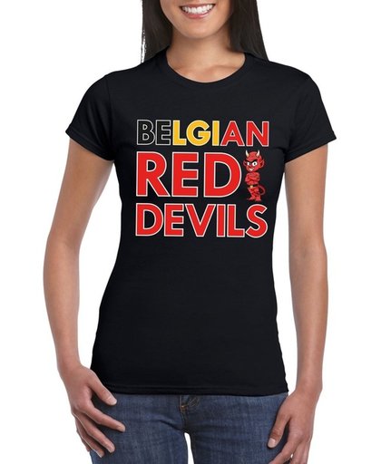 Zwart Belgium red devils supporter shirt dames - Belgie supporter shirt M