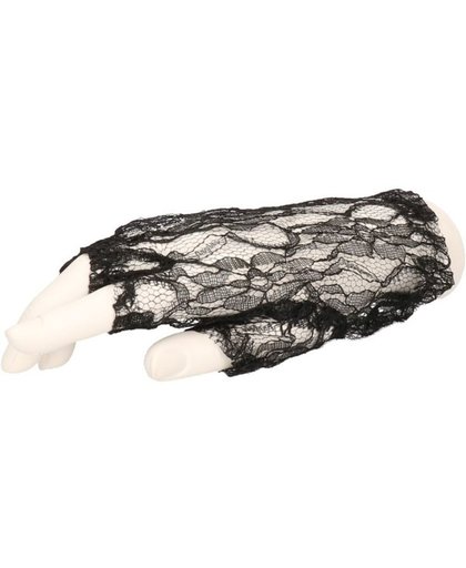 Zwarte korte Madonna kanten handschoenen voor volwassenen