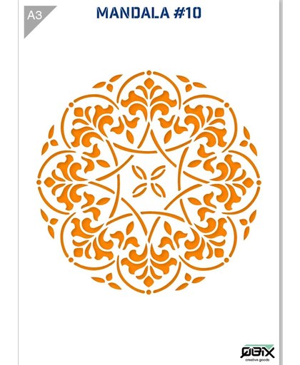 Mandala Sjabloon Karton A3 42 x 29,7 cm - Diameter Mandala is 25 cm