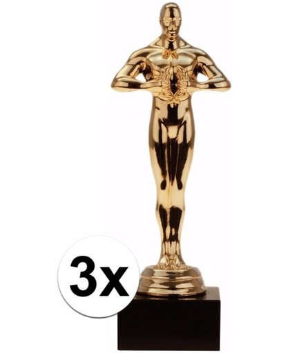 Luxe Hollywood award beeldjes 15 cm 3 stuks