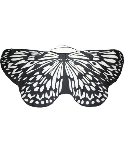 Vlinder Vleugels Cape | Zwart/Wit | Kinder - Peuter Verkleedkleding