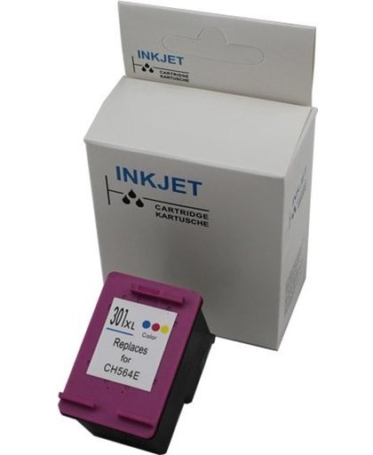 Merkloos – Inktcartridge / Alternatief voor de Hp 301Xl kleur met niveau-indicator wit Label