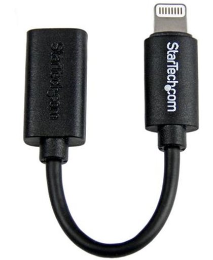 StarTech.com Zwarte micro USB-naar-Apple 8-polige Lightning-connectoradapter voor iPhone / iPod / iPad mobiele telefoonkabel