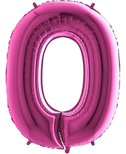 Folieballon cijfer '0' fuchsia (100cm)