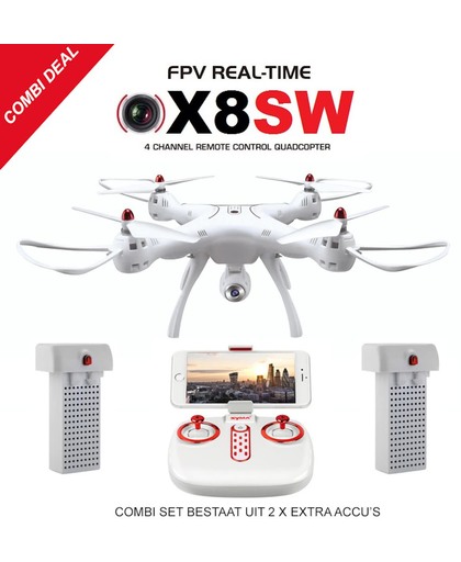 Syma X8SW PRO DRONE |FPV LIVE CAMERA HD +HOVER MODE (combi set 2x EXTRA ACCU PACK