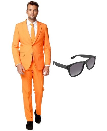 Oranje heren kostuum / pak - maat 54 (XXL) met gratis zonnebril