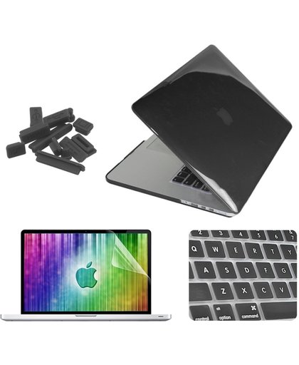 ENKAY 4 in 1 Crystal Hard Shell Plastic beschermings hoesje met Screen beschermings & toetsenbord Guard & Anti-dust Plugs voor MacBook Pro Retina 15.4inch(zwart)
