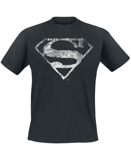 Superman Logo Mono Distressed T-shirt zwart