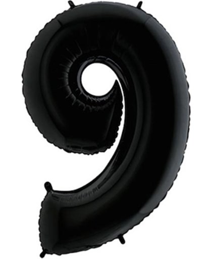 Folieballon cijfer 9 zwart (100cm)