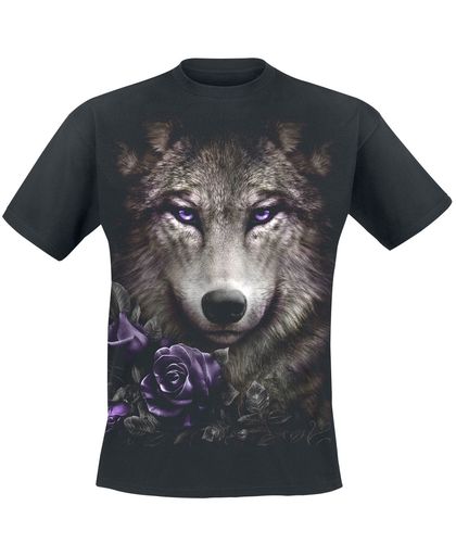 Spiral Wolf Roses T-shirt zwart