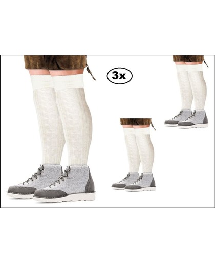 3x Paar Tiroler sokken wit 39-42