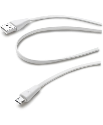 Cellularline USBDATACMICROUSBW 1m USB A Micro-USB B Mannelijk Mannelijk Wit USB-kabel