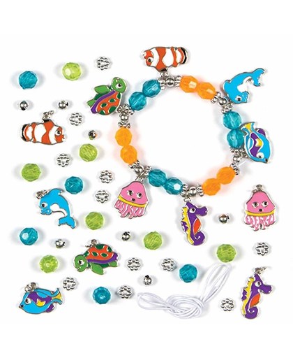 Sets met bedelarmbandjes zeedieren - speelgoed knutselpakket sieraden maken voor kinderen (3 stuks)