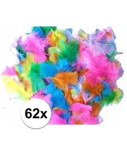 62 gekleurde decoratie veren zachte kleuren