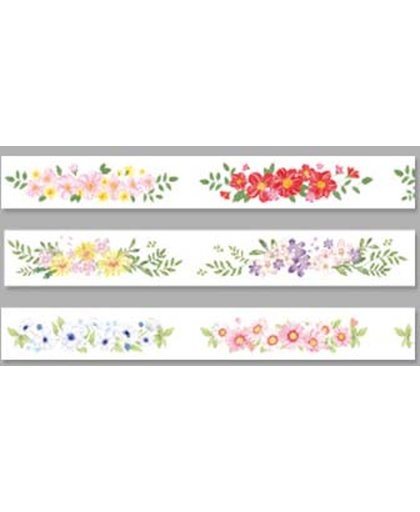 Hoogwaardige en mooie washi tape - 3 rollen - bloemen versiering