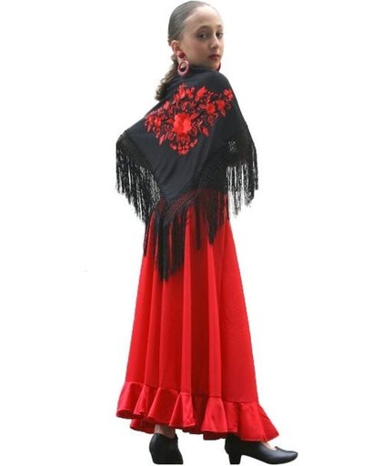Spaanse Flamenco Rok - rood voor meisjes - Maat 8 - kledingmaat 116-122