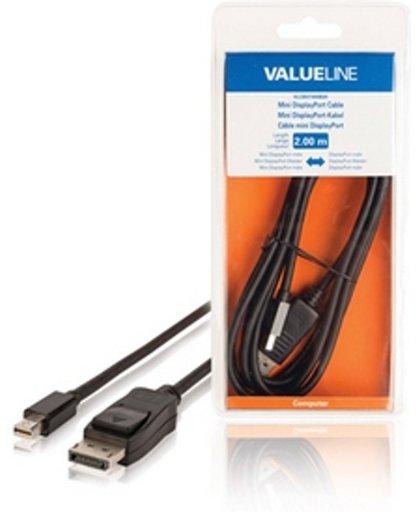 Valueline 2m Mini DisplayPort - DisplayPort m/m 2m Mini DisplayPort DisplayPort Zwart