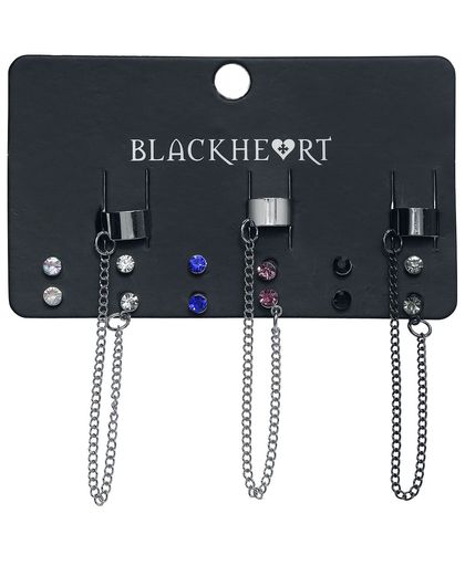 Blackheart Stone Cuffs Oorstekers, per paar zilverkleurig