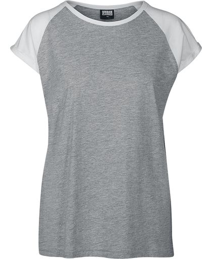 Urban Classics Ladies Contrast Raglan Tee Girls shirt grijs gemêleerd/wit