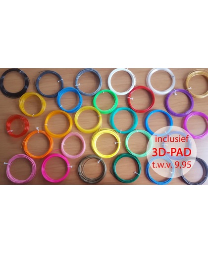 30x 10m = 300m PLA filament voor 1,75mm 3d pen! (LET OP: 10m per kleur en géén 5m!)  | Incl. PP 3D-Pad t.w.v. euro 9,95 | Totaal 30 verschillende kleuren! Excl. 3d pen!
