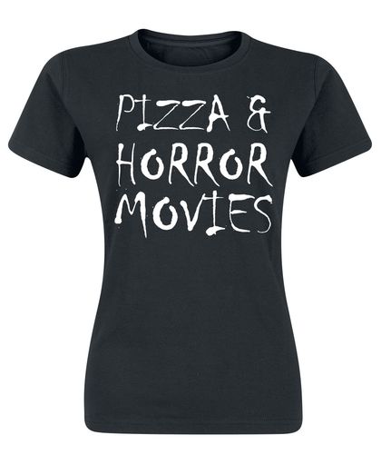 Pizza & Horror Movies Girls shirt zwart