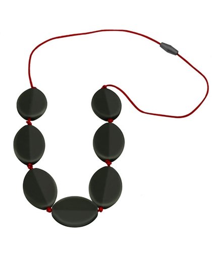 Jellystone Designs Caru Necklace - Kauwketting - Smokey Black with Scarlet Red cord