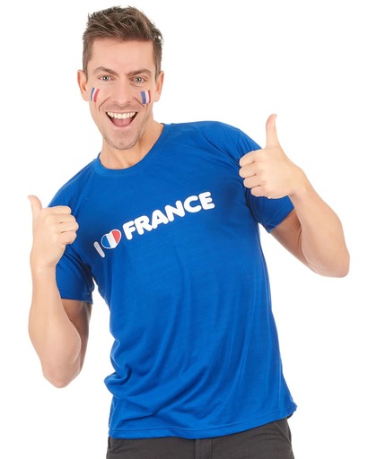 I Love France supporter t-shirt voor volwassenen - Verkleedattribuut - Large