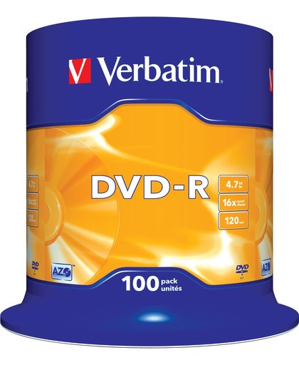 Verbatim DVD-R Matt Silver 4.7GB DVD-R 100stuk(s)