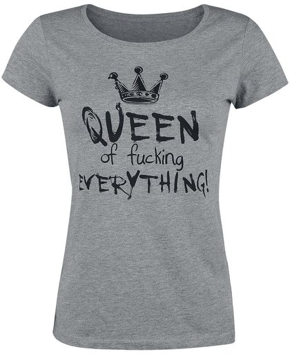 Queen Of Fucking Everything Girls shirt grijs gemêleerd