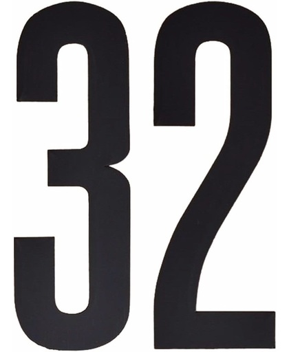 Cijfer sticker 32 zwart 10 cm - klikocijfers / losse plakcijfers