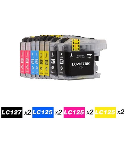 8 Inktcartridges voor Brother LC-125 LC-127 XL Alternatief voor Brother DCP-J4110DW, MFC-J4410DW, MFC-J4510, MFC-J4610, MFC-J4710