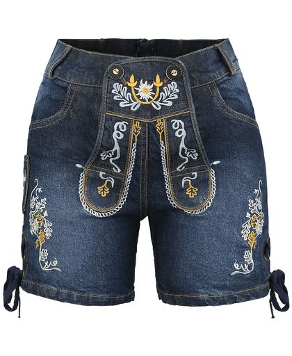 Almwerk Jeans Lederhose kurz Girls hotpants blauw