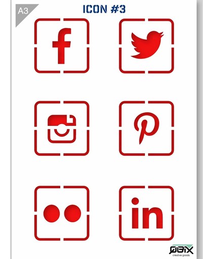 Social Media Logo Sjabloon - Karton - A3 42 x 29,7 cm - Iconen 9x9cm