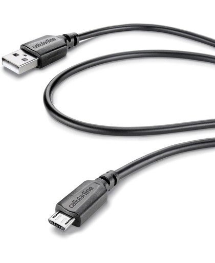 Cellularline Micro-USB - USB A 1m M/M 1.15m USB A Micro-USB B Mannelijk Mannelijk Zwart USB-kabel