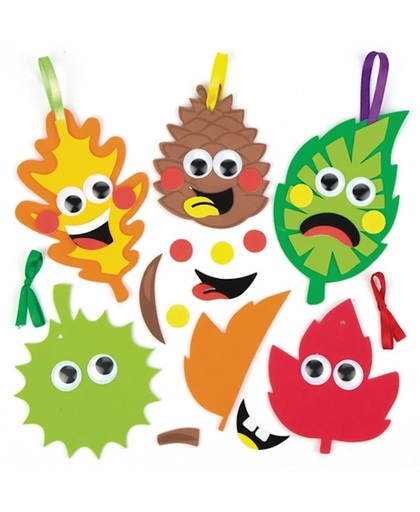 Mix & match decoratiesets 'herfstvriendjes' voor kinderen om zelf te ontwerpen, maken en te presenteren - Creatieve herfstknutselset voor kinderen (6 stuks per verpakking)